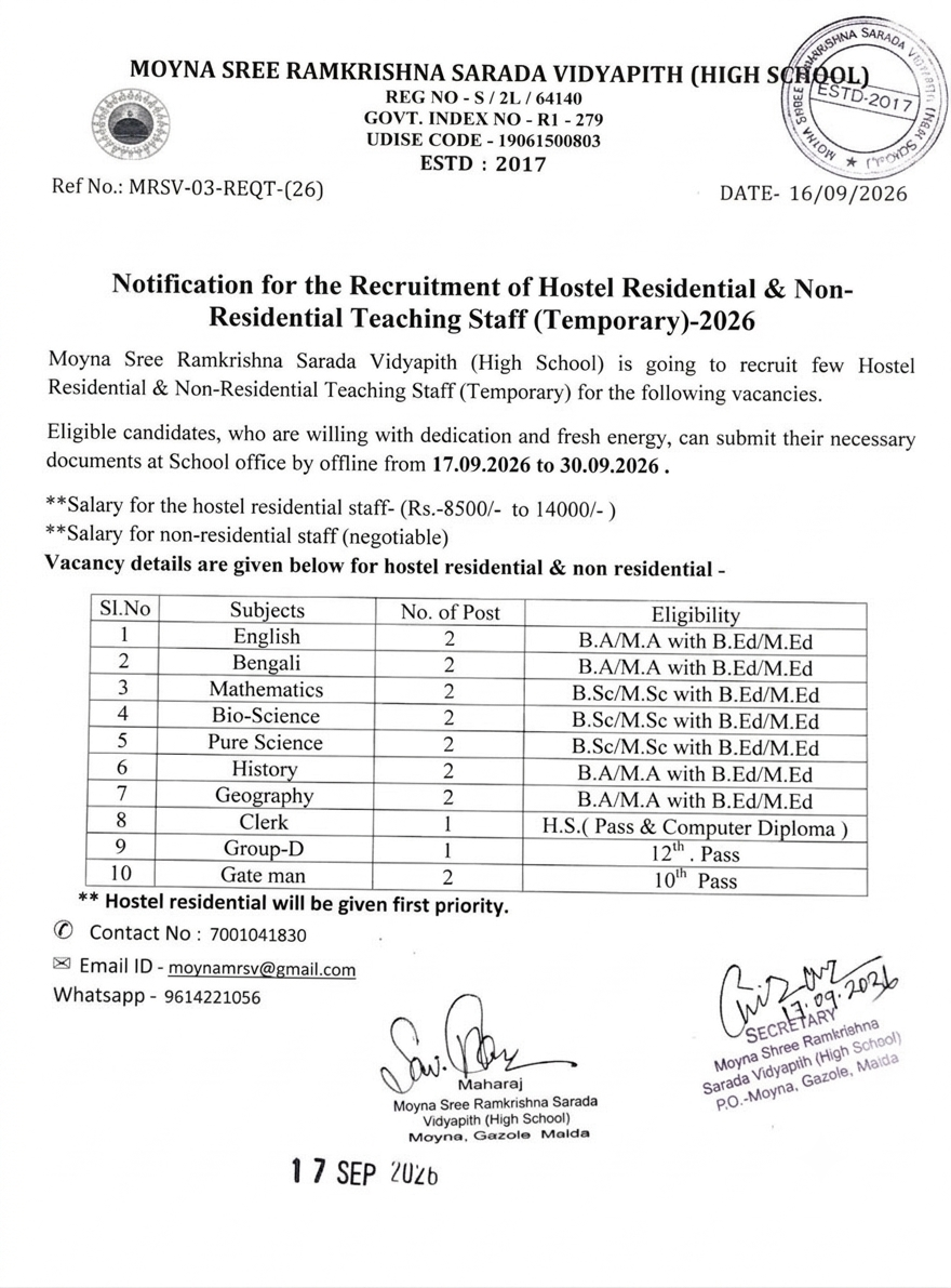 Official Notification Notice Copy
